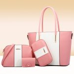 Wholesale Fashion Contrast Color Stitching Large Capacity Handbag Four-Piece Set