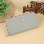 Women Fashion Simple Solid Color Large Capacity Zipper Long Purses - Image 8