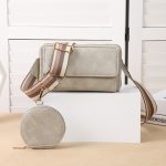 Wholesale Women Fashionable Multifunctional Flap Zipper Square Coin Purse Pendant Wide Side Shoulder Strap PU Crossbody Bag - Image 8
