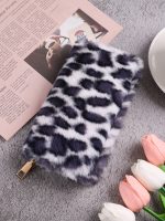 Women Fashion Creative Plush Leopard Zipper Long Purses - Image 8