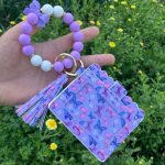 Women Fashion Leopard Butterfly Pu Leather Silicone Bracelet Keychain Wallet - Image 5