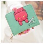 Women Cute Cartoon Cat Pattern Zipper Design Multi-pocket PU Wallet - Image 5