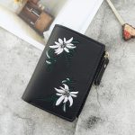 Women Fashion Embroidered Floral Ornament Buckle Vertical Check Wallet - Image 13