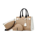 Wholesale Women Fashion Retro Color Block Large Capacity Tote Bag Four-Piece Bag Set - Image 8