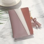 Wholesale Women Fashion Simple Color Block Tassel Pendant Zipper PU Wallet - Image 8