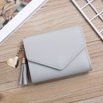 Wholesale Women Fashion Simple Solid Color Tassel Pendant Three-Fold Wallet - Image 8
