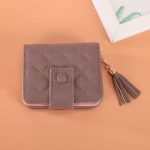 Wholesale Women Fashion Casual Chic Solid Color Quilted PU Zipper Two-Fold Wallets - Image 8