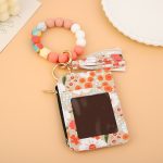 Wholesale Women Fashion Floral Printed Silicone Bead Bracelet Keychain Card Bag - Image 5