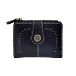 Wholesale Women Fashion Retro Solid Color Oil Leather Hollow-Out Multifunctional Zipper Wallet - Image 7