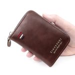 Wholesale Men Fashion Retro Solid Color Zipper Multi-Card Wallet - Image 6