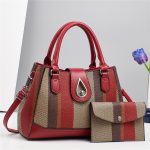 Women Fashion Casual Color Block Large Capacity Pu Handbag Two-Piece Set - Image 7