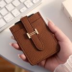 Wholesale Women Simple Thin Lichee Pattern Card Bag Wallet