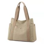 Wholesale Women Casual Solid Color Large Capacity Clutch One Shoulder Tote Canvas Bag - Image 8