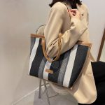 Wholesale Women Fashion Canvas Stripe Shoulder Bag - Image 13
