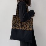 Wholesale Women Fashion Corduroy Leopard Print Large Capacity Canvas Tote Bag - Image 8