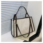 Wholesale Women Retro Fashion Color Contrast Large Capacity Canvas Tote Bag - Image 8