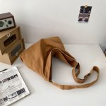 Wholesale Women Casual Solid Color Canvas Large Capacity Shoulder Bag - Image 8
