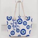 Women Stylish Evil Eye Printed Large-Capacity Canvas Tote Bag - Image 8