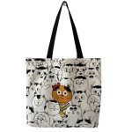 Wholesale Women Cartoon Animal Print Large Capacity Canvas Tote Bag - Image 8