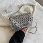 Wholesale Women Fashion Cylinder Chain Rhinestone Zipper Crossbody Bag - Image 8