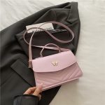 Wholesale Women Fashion Casual Solid Color Butterfly Clasp Small Square Crossbody Bag - Image 8