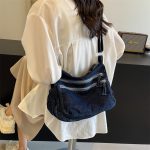 Wholesale Women Fashion Casual Large Capacity Denim Crossbody Bag - Image 8