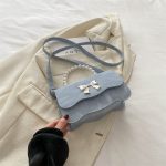 Wholesale Women Fashion Elegant Solid Color Pearl Handheld Bowknot Buckle Crossbody Bag - Image 8
