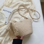 Wholesale Women Fashion Elegant Solid Color Handmade Woven Ribbon Crossbody Bag - Image 6