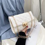 Wholesale Women Basic Flap Buckle Design Rhombus Stitching Solid Color PU Crossbody Bag - Image 6