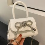 Women Fashion Solid Color Rhinestone Bowknot Crossbody Bag - Image 8