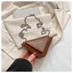 Wholesale Women Fashion Casual Solid Color Pu Mini Triangle Crossbody Bag
