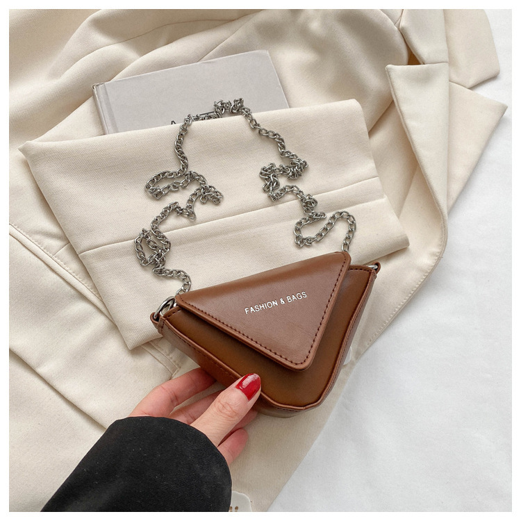 color_2-1602 Wholesale Women Fashion Casual Solid Color Pu Mini Triangle Crossbody Bag - Image 1