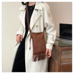 Women Retro Solid Color Frosted Tassel Crossbody Bag - Image 7