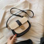 Wholesale Women Fashion Contrast Color Straw Woven Crossbody Bag - Image 8