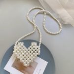 Wholesale Women Fashion Casual Solid Color Heart-Shaped Beaded Crossbody Bag - Image 3
