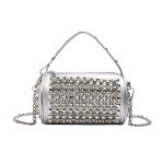 Wholesale Women Fashion Casual Cylindrical Rhinestone Rivet Chain Crossbody Bag - Image 7