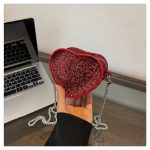 Fashion Sequin Mini Heart Chain Crossbody Bag - Image 8