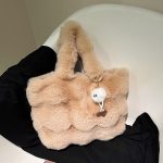 Wholesale Women Fashion Casual Solid Color Plush Large Capacity Tote Bag - Image 8