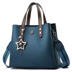 Wholesale Women Fashion Simple Solid Color Large Capacity Star Pendant Bucket Handbag - Image 3