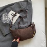 Wholesale Autumn And Winter Women Retro Frosted Dumpling-Shaped Crossbody Bag - Image 8