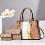 Wholesale Women Fashion Casual Bright Stone-Print Large Capacity PU Handbag Three-Pice Set - Image 4