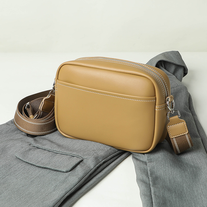 color_2-1699 Wholesale Women Fashion Casual Solid Color Rectangle Wide Strap Crossbody Bag - Image 1