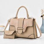 Women Fashion Casual Bright Leather Crocodile-Pattern Large Capacity Handbag Two-Piece Set - Image 4