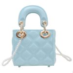 Wholesale Women Fashion Mini Diamond Pvc Square Pearl Chain Crossbody Bag - Image 7