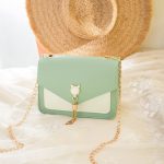 Wholesale Women Chic Flap Buckle Design Cat Tassel Decoration Color Blocking PU Crossbody Bag - Image 7