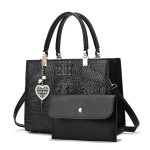 Wholesale Women Fashion Bright Leather Bag Crocodile Stone Pattern Large Capacity Handbag Set - Image 5