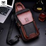 Wholesale Men Vintage Zipper Buckle Design Multi Pocket Business Leather Chest Bag - Image 8