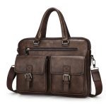 Wholesale Men Large-Capacity Business Briefcase Zipper PU Soft Messenger Handbag - Image 5