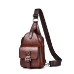 Wholesale Men Casual Vintage Commuter Zipper PU Chest Bag - Image 11