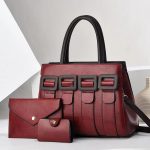 Wholesale Women Fashion Casual Solid Color Bag Large Capacity Handbag Three-Piece Set - Image 2